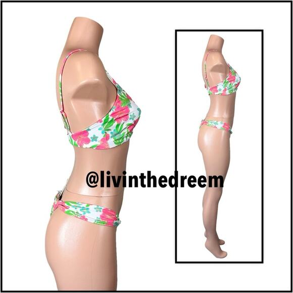 Beach Bunny Rio Knot Top XL & Delphin Tango Bottom L - Pink Jungle Floral $196 - Picture 9 of 14